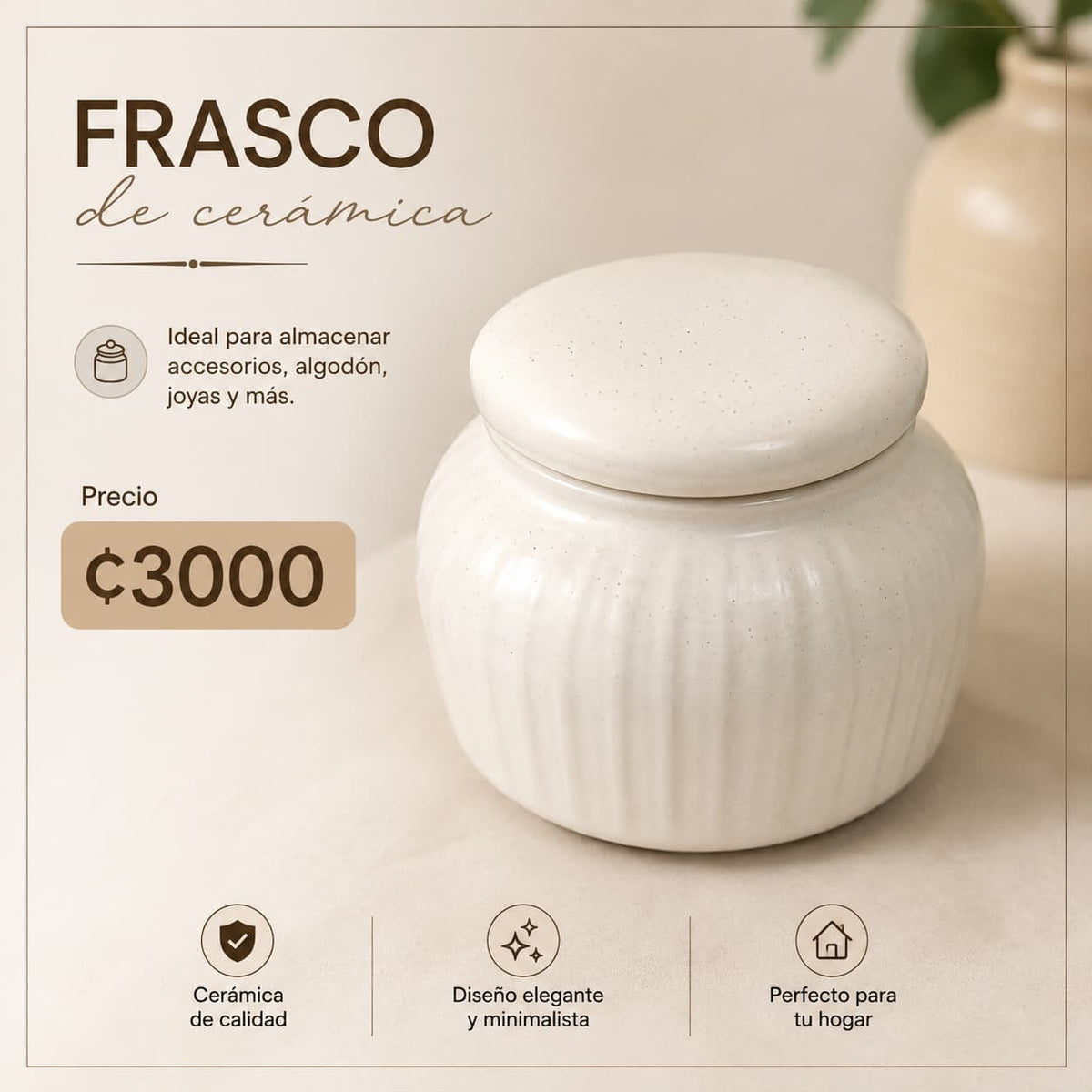 FRASCO DE CERAMICA CON TAPA PARA TU COCINA