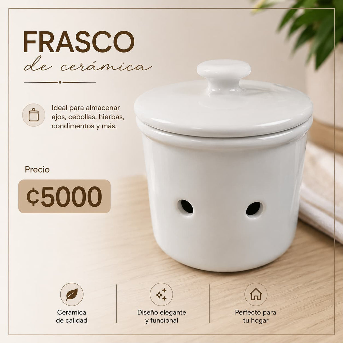 FRASCO DE CERAMICA CON TAPA PARA TU COCINA