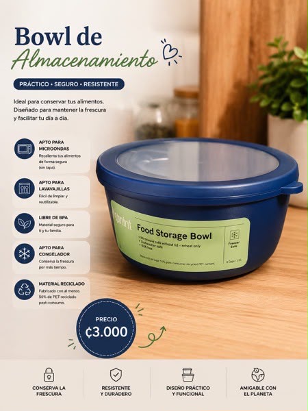 BOWL DE ALMACENAMIENTO CON TAPA