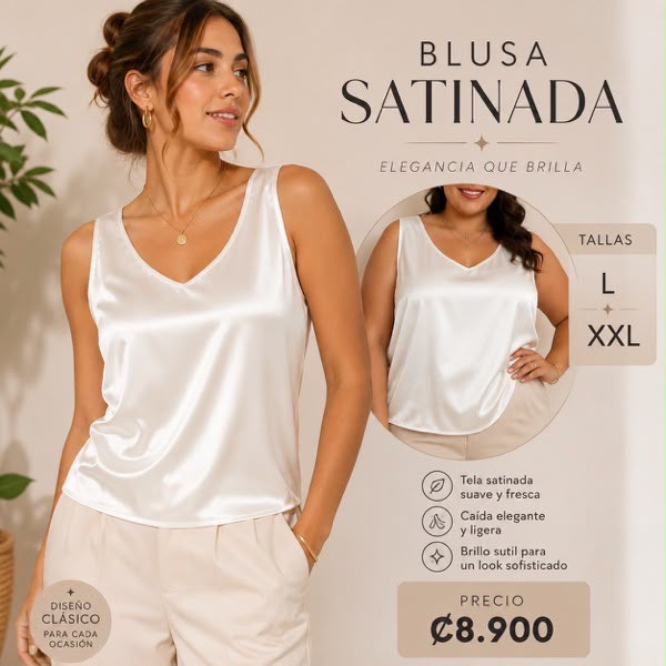 BLUSAS SATINADAS PARA MUJER
